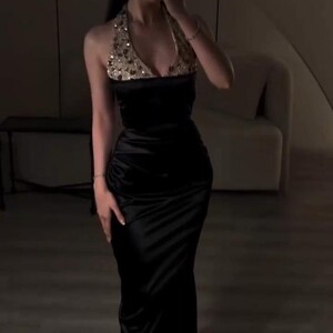 فستان مخمل اسود